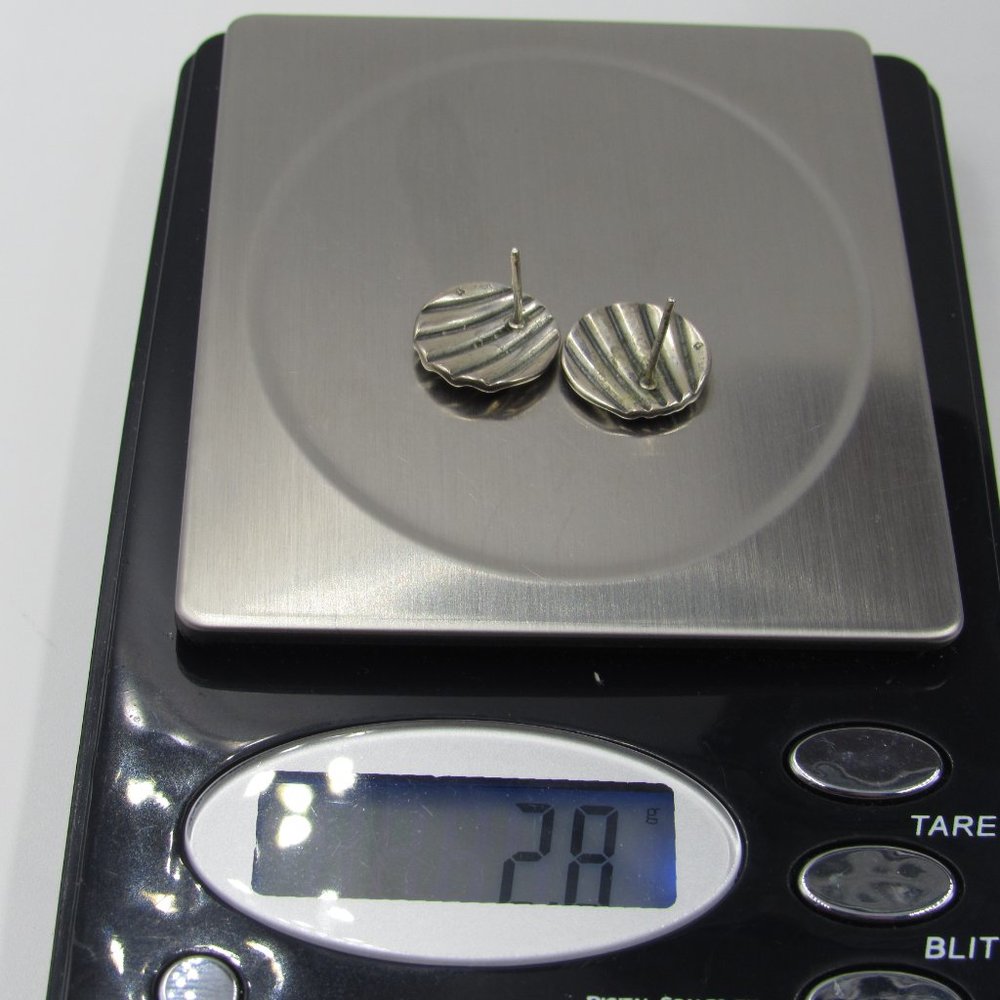 Sterling Silver Rustic Shell Stud Earrings Vintage - image 5